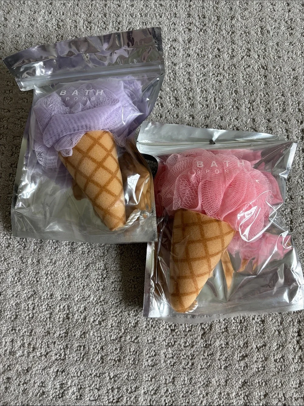 Ice Cream Cone Bath Loofahs/Sponges - Pink & Lavender (Forever 21)